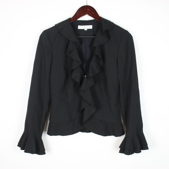 TRINA TURK Black Ruffle Bell Peplum Blazer 6 - Picture 6 of 6